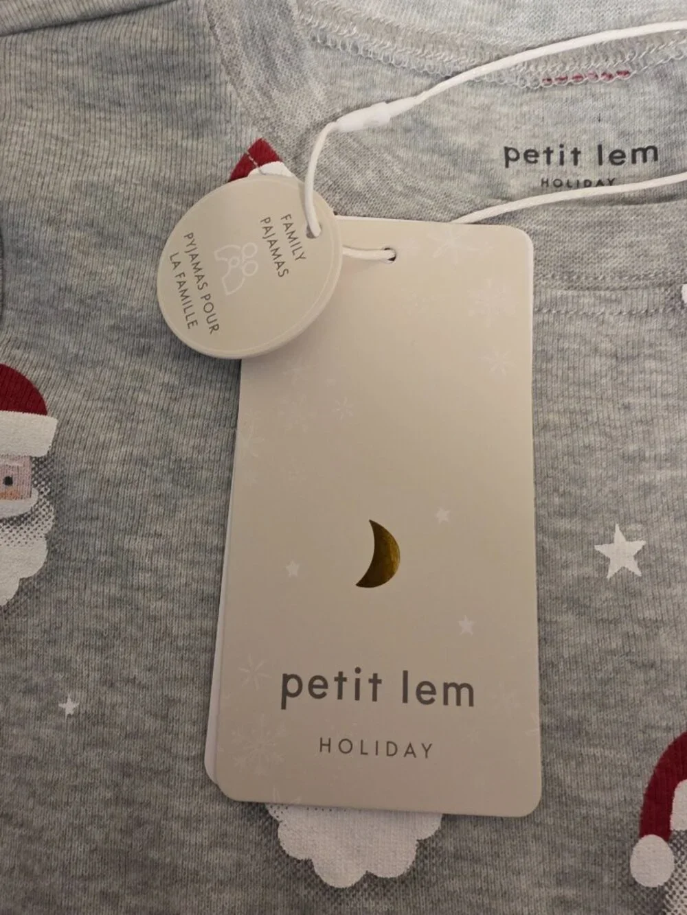 Petit Lem Santa Print Organic Cotton Pajamas NWT 24M Heather Grey Christmas